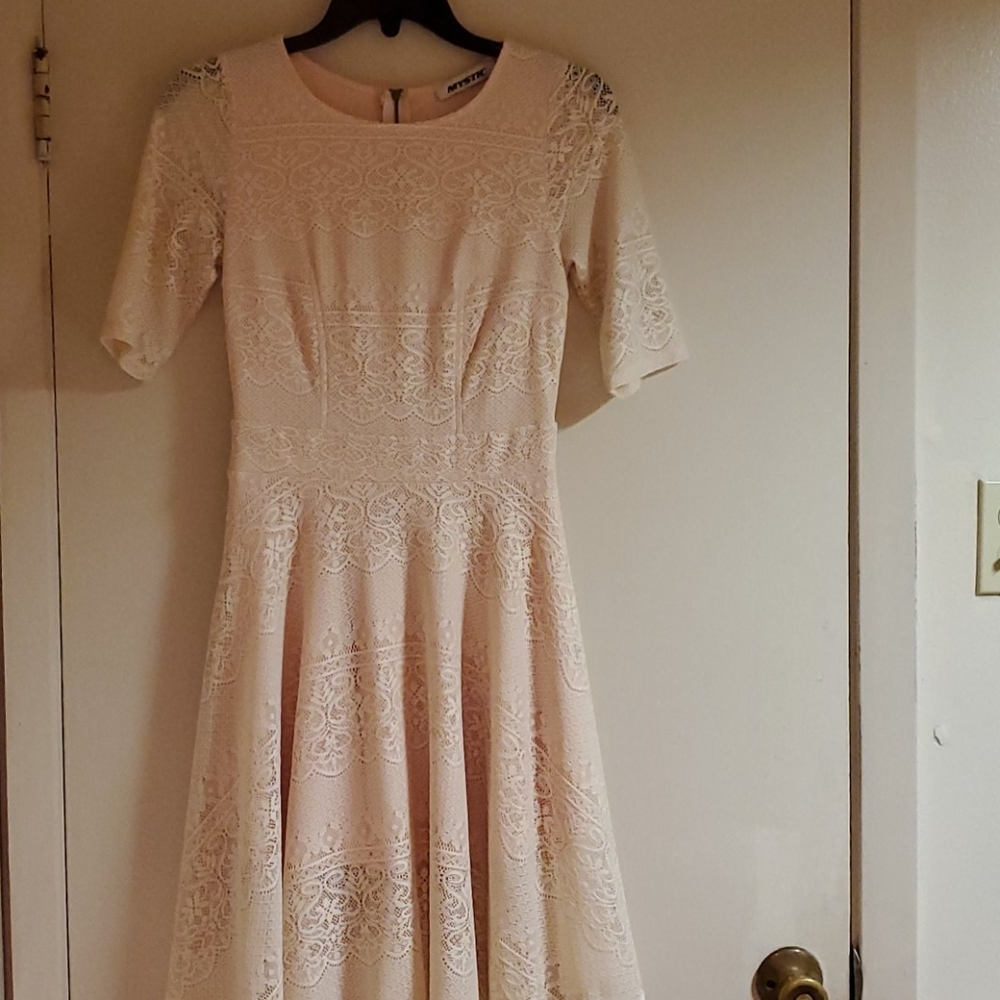 Mystic pink lace skater dress